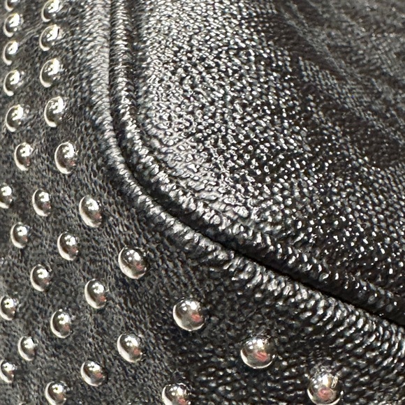 Michael Kors Black Studded Tote Silver Tone Hardware EUC comes w/ MK Dust Bag - Picture 8 of 16